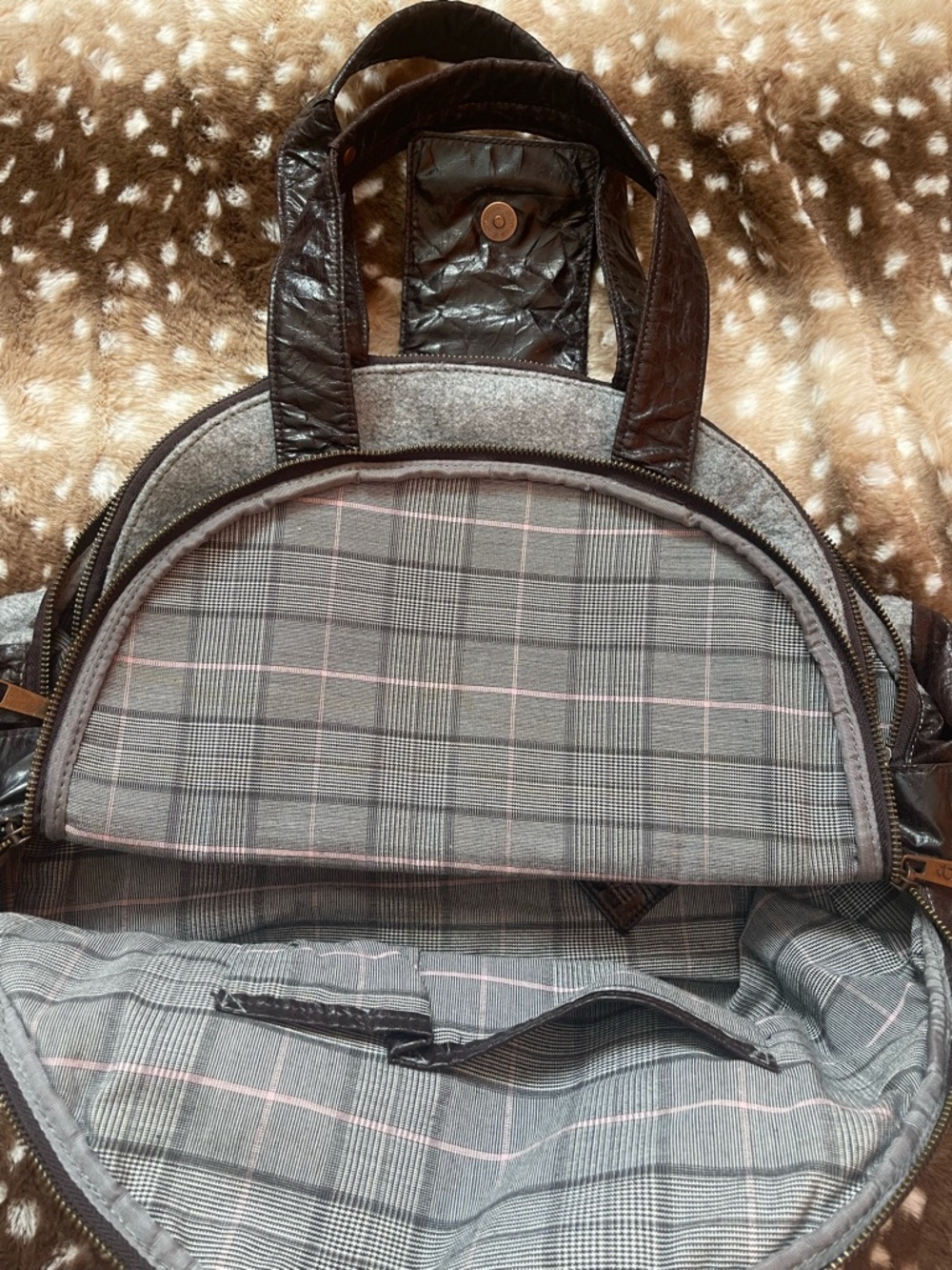 Matt & Nat felt and brown bowler bag - Picture 3 of 5